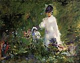 Woman Canvas Paintings - Young Woman among the Flowers